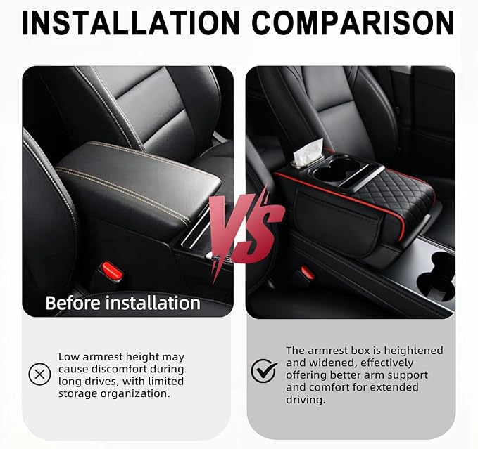 Car Armrest Storage Box for Nissan Hardbody (D21) 1986–1997, Center Console Organizer with Side Pocket, Ergonomic Memory Foam Armrest Cushion, Car Elbow Support Pad,G Orange