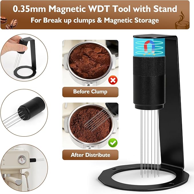51mm Espresso Accessories Kit - Includes Spring-Loaded Espresso Tamper, WDT Tool with Magnetic Stand, Dosing Funnel & Tamping Mat | Professional Espresso Tool for Home Baristas