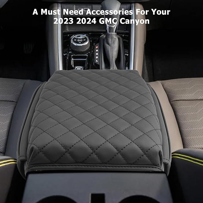 LUWU 2025 2026 Canyon Center Console Cover Compatible with 2023 2024 2025 2026 GMC Canyon & Chevrolet Colorado Accessories Armrest Cover Center Console Pad Armrest Console Cover (Thick Black)