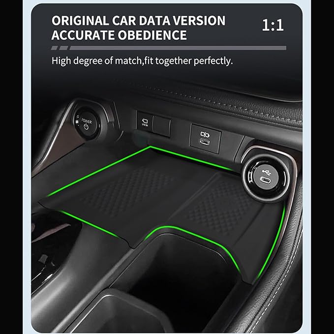 Wireless Charging Anti-Slip Mat for 2026 2025 2024 Toyota Grand Highlander Soft Silicone Anti-Scratch Car Center Console Phone Charger Protective Pad Liner Interior Accessories (Black)