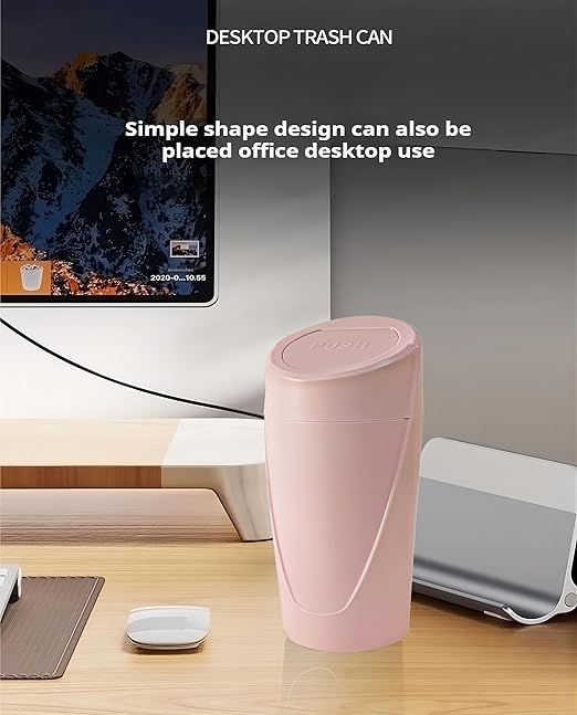 Car Trash Can Bin with Lid - 2 Packs Car Trash Bin-Car Trash Can Cup Holder-Mini Trash Garbage Can with 30pcs Small Trash Bags-Car Organizer Storage for Front Back Seat Accessories (Pink)