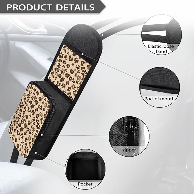 Auto Seat Storage Hanging Bag for Women Auto Seat Storage with Leopard Design Universal Car Front Seat Side Hanging Bag with Zipper for Cars SUVs Truck