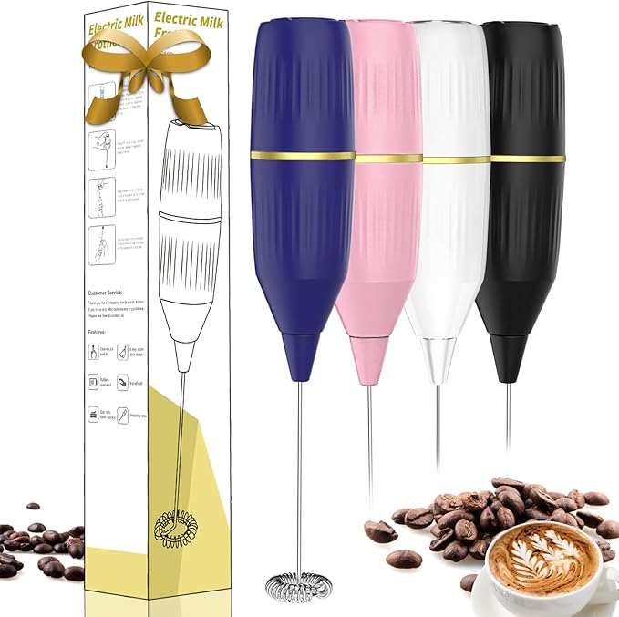 Milk Frother Handheld | Easy Clean, Detachable | Multi-Functional Drink Mixer for Coffee, Matcha, Eggs | Compact & Portable | Gift (Blue)