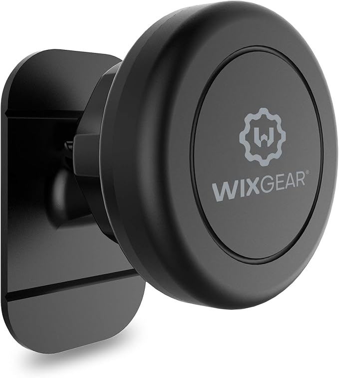 WixGear Magnetic Mount, Stick-On Dashboard Magnetic Car Mount Holder, for Cell Phones and Mini Tablets with Fast Swift-snap Technology, Magnetic Cell Phone Mount