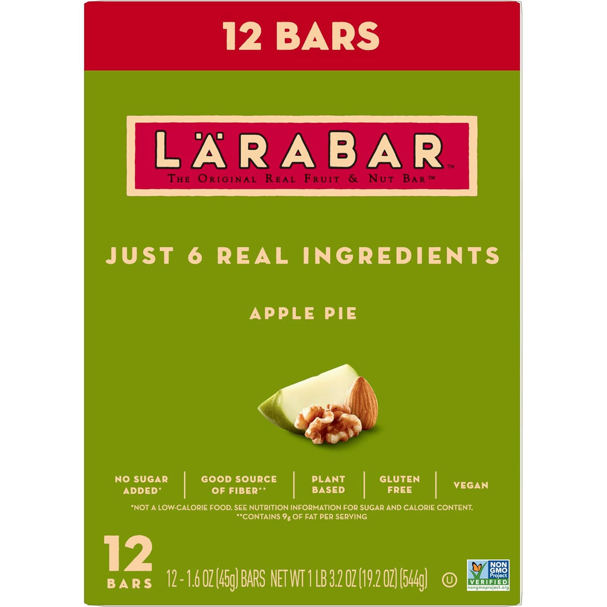 Larabar Apple Pie, Fruit and Nut Bars, Gluten Free and Vegan, 12 Ct, 19.2 oz