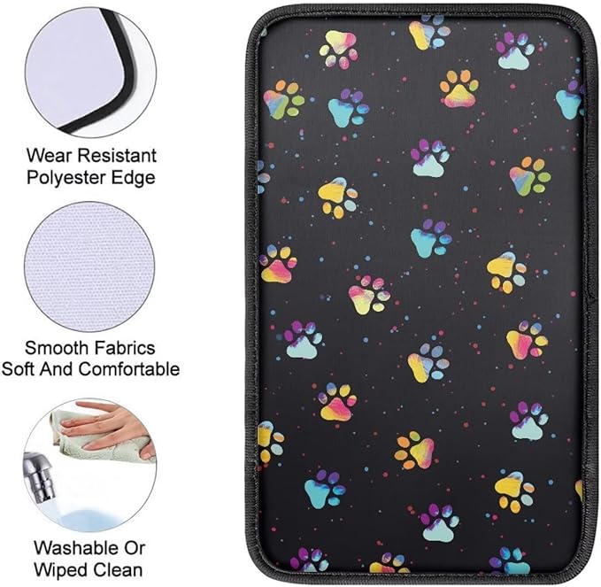 Dog Paw Print Car Center Console Cover Soft Protector Armrest Console Cover Car Center Console Cover Accessories Universal Fit Most Cars Women Men