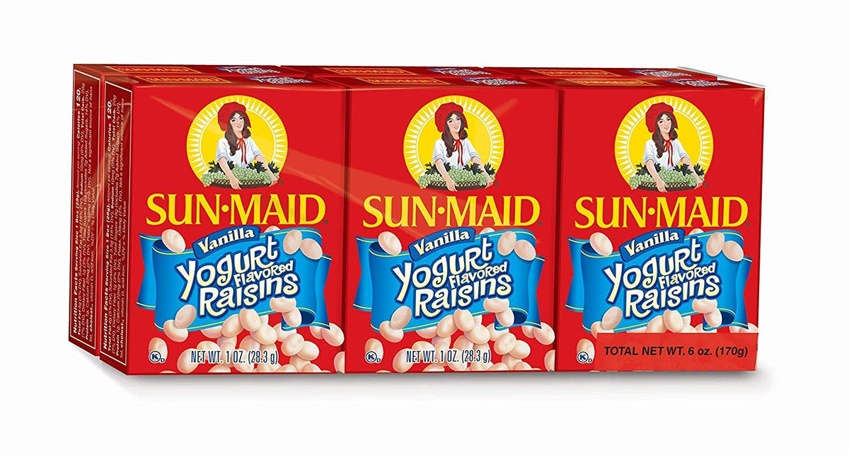Sun-Maid Vanilla Yogurt Coated Raisins - (6 Pack) 1 oz Snack-Size Box - Yogurt Covered Dried Fruit for Lunches and Back To School Snacks