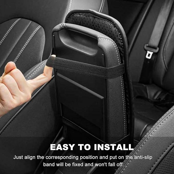 Car Center Console Cover, Microfiber Leather Armrest Cover Cushion with 2 Storage Bags, Anti-Scratch Middle Console Protector Interior Accessories for Most Cars SUVs Trucks (Gray)
