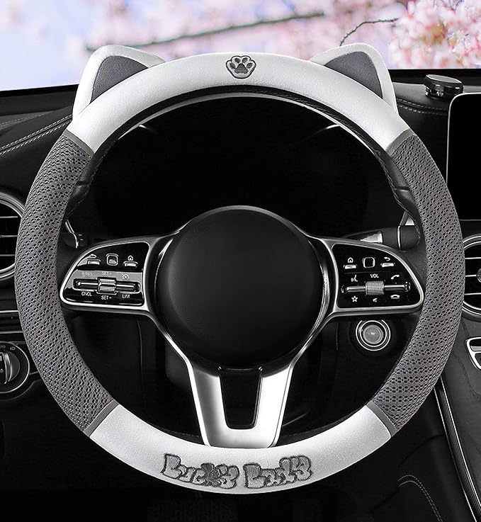 Women's Cartoon Steering Wheel Cover Comfortable, Breathable, Non-Slip All-Season Car Accessory Universal 15-inch Fit Suitable for Sedans, Pickup Trucks, and SUVs
