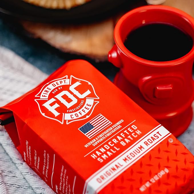 Fire Department Coffee Original Medium Roast Ground Coffee - 12 oz (2 Pack) - Gives Back to Firefighters - Roasted in the USA - Veteran Owned