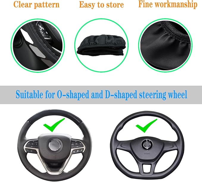 Tri-Color 3 Color Logo Steering Wheel Cover, Elastic Steering Wheel Cover Protector Anti-Slip Durable Universal 15 Inch Compatible with Toyota Vehicle Truck SUV. (White Gray A1)