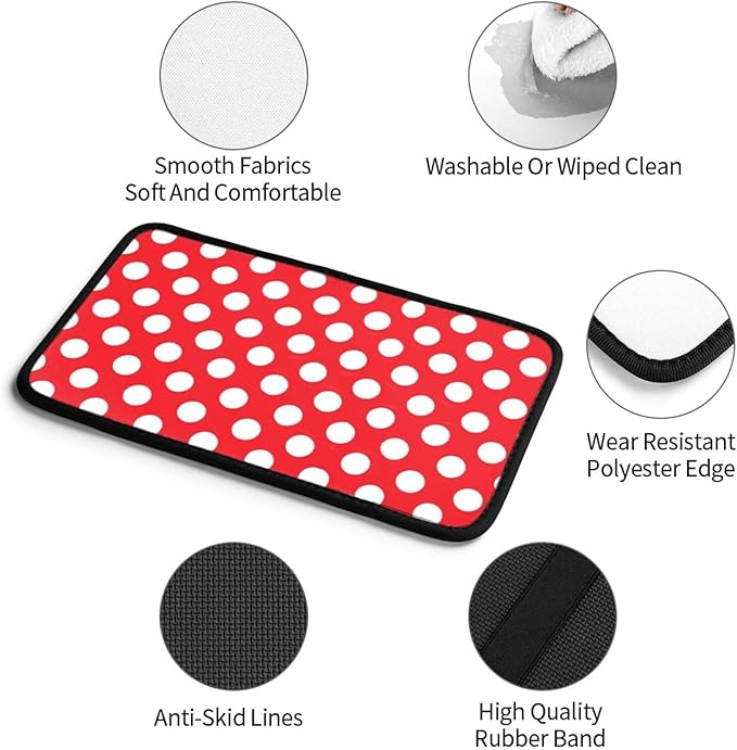 Car Armrest Cover Auto Center Console Pad Arm Rest Cushion Soft Car Accessories Universal for Most Vehicle (Red and White Polka Dot Pattern Design)