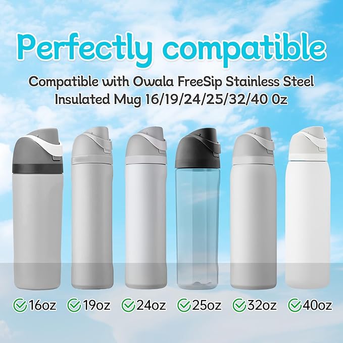 2 Pcs Replacement Rubber Seal Stopper Compatible with Owala FreeSip,Water Bottle Top Gasket Lid for Owala 16/19/24/32/40oz Seal Mouth Cap Silicone Stopper Parts Insert Accessories（White）