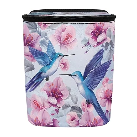 Hanging Hummingbird Car Trash Can Bin with LidFloral Hummingbird Vehicle Garbage Can Leak Proof Hanging Car Rubbish Bags Automotive Organizer Accessory for Back Front Seat