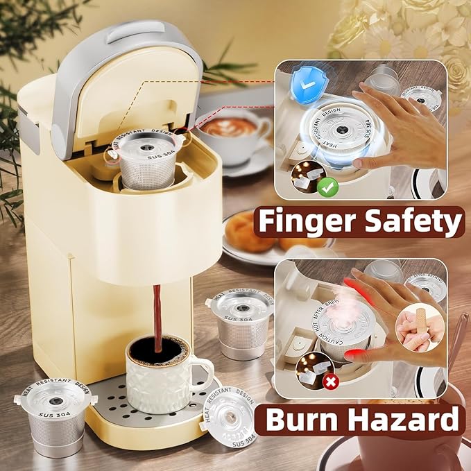 4 Pack Reusable K Cups Coffee Pods for Keurig 1.0: Stainless Steel Refillable K Cups - Reusable Coffee Filters for Coffee Machine, SUS 304‌, BPA-Free, Heat Resistant Handles, Scoop