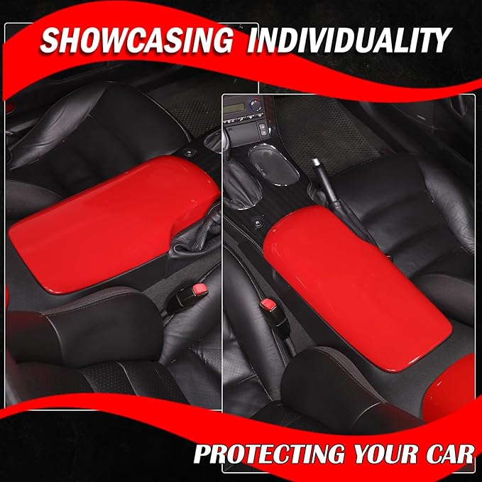 Center Console Cover Compatible with Corvette C6 2005-2013 Accessories Car Armrest Cover Waterproof Cushion Car Armrest Storage Box Cover Car Arm Pads Caps Protector Pad (Sport Red)