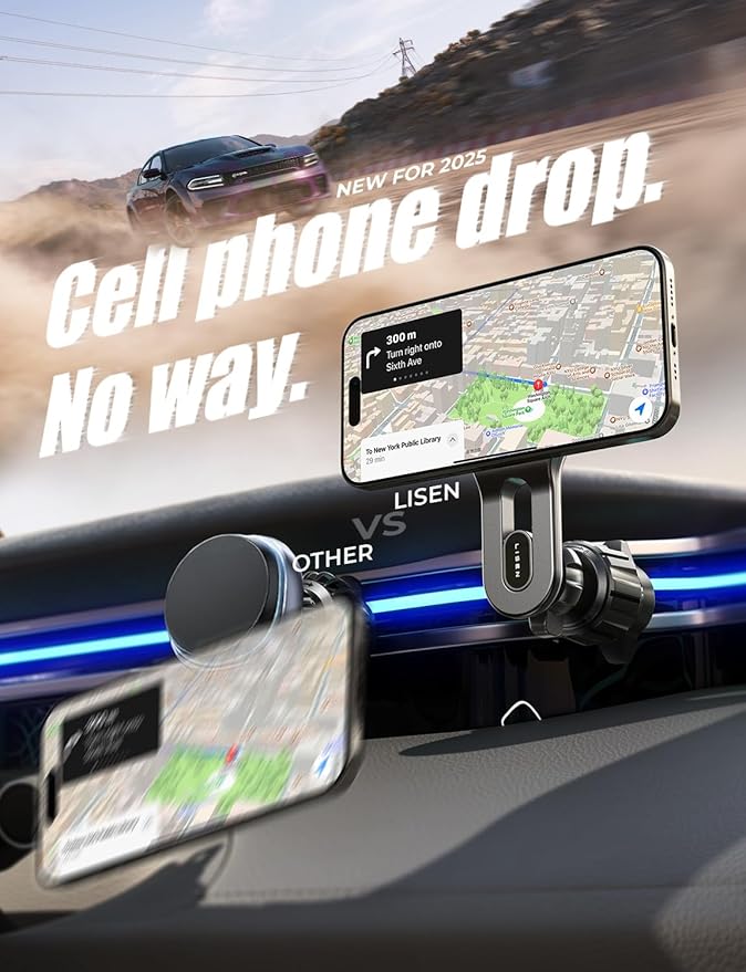LISEN for Qi2 15W MagSafe Car Mount Charger, [15w Fast Charge&Safer] Magsafe Car Charger, Vent Magnetic Wireless, Vent Phone Mount Fits iPhone 16 Pro Max Plus 15/14/13 Mini, 17 Strong Magnets