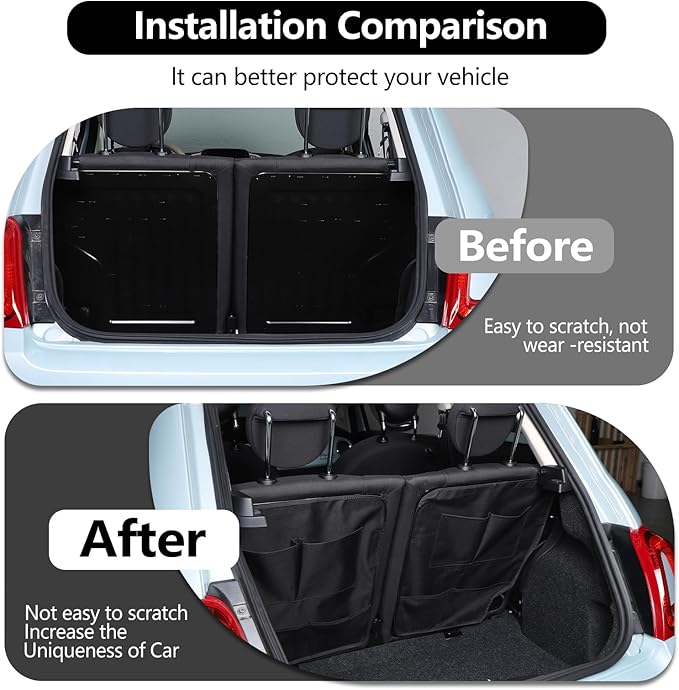 HAPPYHORSE Car Trunk Storage Bag Storage Pockets Compatible with Fiat 500/500 Abarth 2016-2024 Car Trunk Backseat Panel Hanging Organizer Oxford Cloth Storage Bag (Rear seat panel storage bag（16-24）)