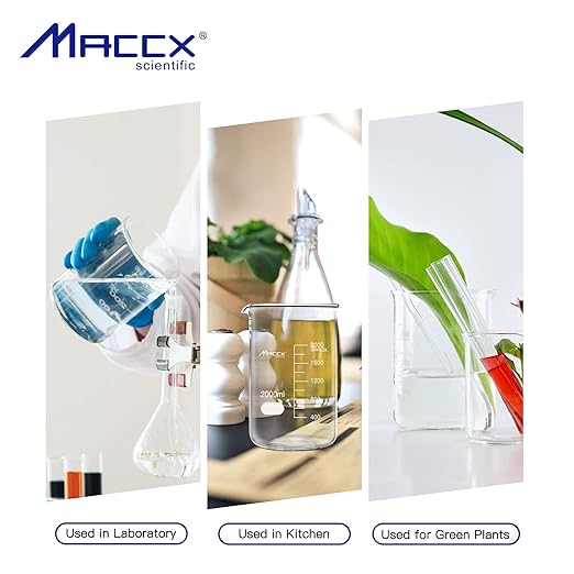34oz(1000ml) Sturdy Glass Beaker Set, Heavy-Duty 1L Lab Beakers,3.3 Borosilicate Griffin Low Form with Printed Graduation, Pack of 2, BKL1K0-002