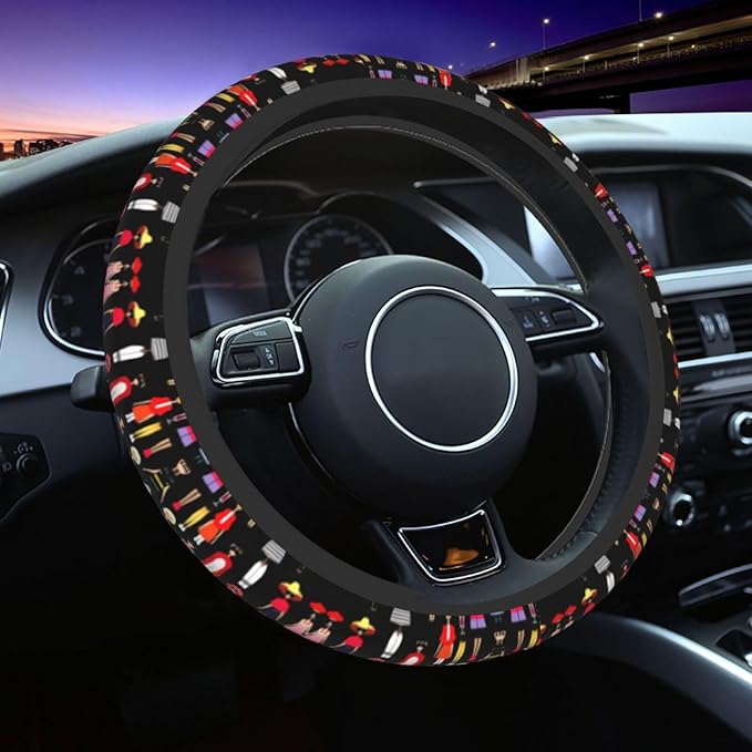 Fashion Character Pattern Anti-Slip Steering Wheel Cover, Sweat-Absorbing Protection, 15-inch car Universal Accessories