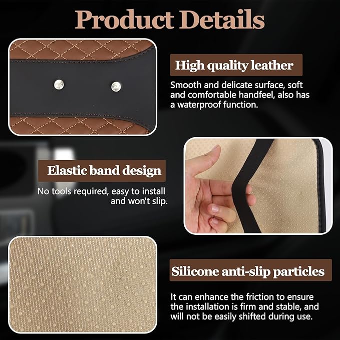 Bling Crown Car Center Console Cover, 12.7"×7.7" Armrest Cover for Cars, Waterproof Leather Arm Rest Box Pad Cushion, Universal Middle Console Cover Protector, Car Accessories (Coffee)