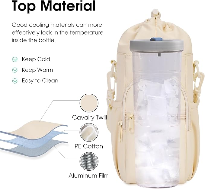 sportsnew Water Bottle Holder with Strap 32oz 40oz Insulated Water Bottle Carrier Sling Bag with Phone Pocket Crossbody