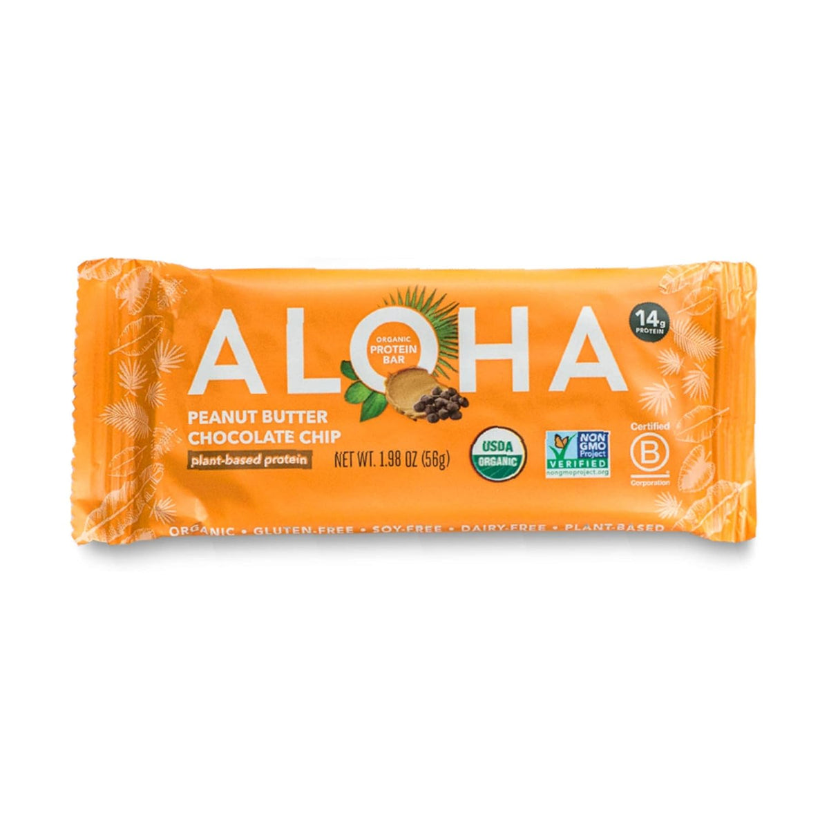 Aloha Organic Plant Based Protein Bar Peanut Butter Chocolate Chip , 1.98 Oz