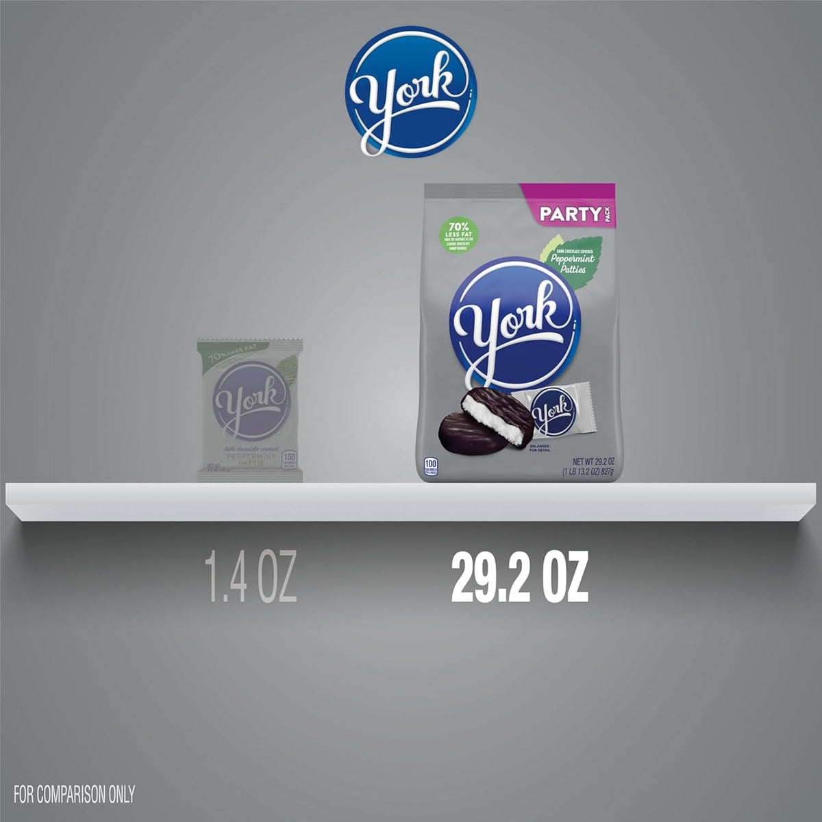 YORK Dark Chocolate Peppermint Patties, Candy Party Pack, 29.2 oz