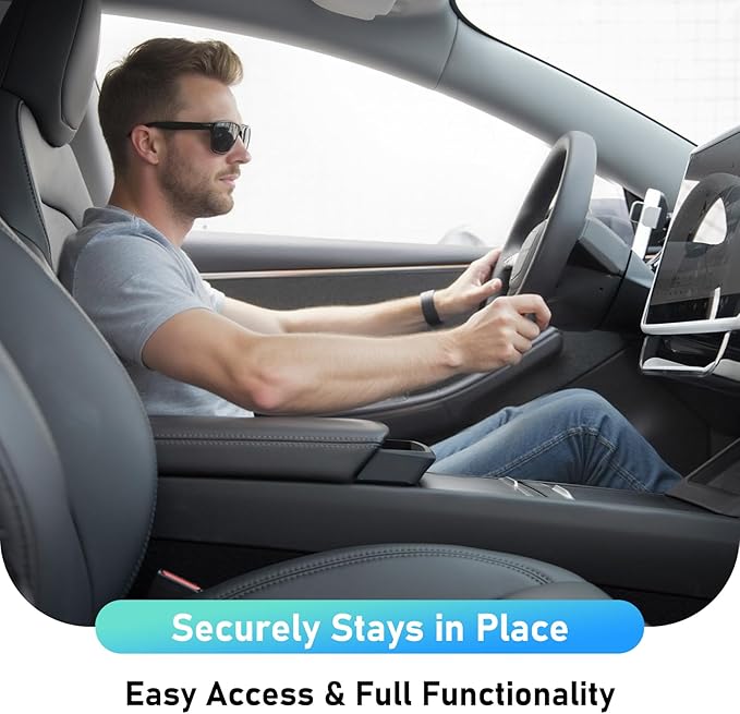 2025 Center Console Sunglasses Holder for Tesla Model Y Juniper & Model 3 Highland, Soft Silicone Armrest Key Card Phone Holder Storage Box for 2025 2026 Model Y Juniper Model 3 Highland Accessories