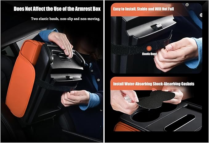 Car Armrest Center Console Cover for BMW X3 F25 2011 2012 2013 2014 2015 2016 2017, Center Console Pad with Cup Holder, Multifunctional Armrest Cushion,F Orange