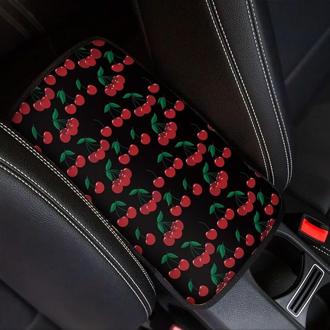 Horeset Cherry Center Console Armrest Cover for Men Women, Anti-Scratch Car Arm Rest Cover Pad Accessories Interior Decor