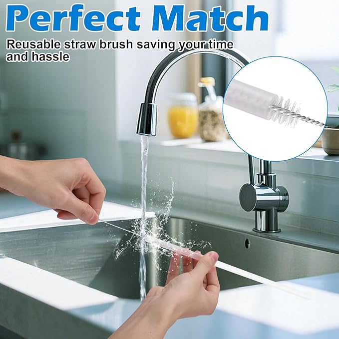Palksky 5 in 1 Water Bottle Cleaning Brush Set, Multifunctiona Brush and Straw Cleaner for Owala/Stanley/Hydro/Yeti/Simple Modern Cup Accessories