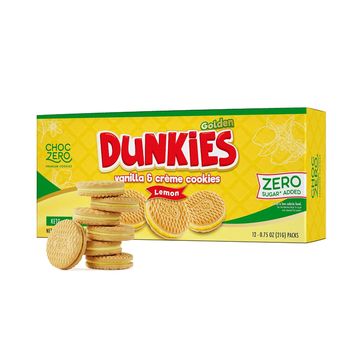ChocZero Keto Chocolate Sandwich Cookies with Creme - Low Sugar Gluten Free Dunkies (1 Box, 9oz)