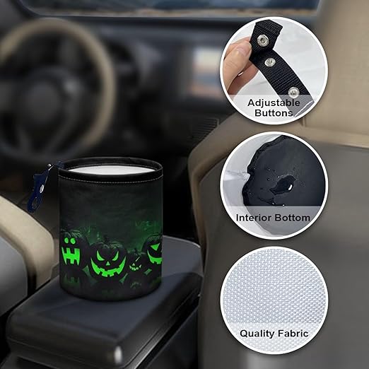 Green Pumpkins Car Trash Can, Cute Car Trash Bag, Vehicle Trash Can, Multipurpose Trash Bag Hanging, Portable, Waterproof Storage Bag for Cars
