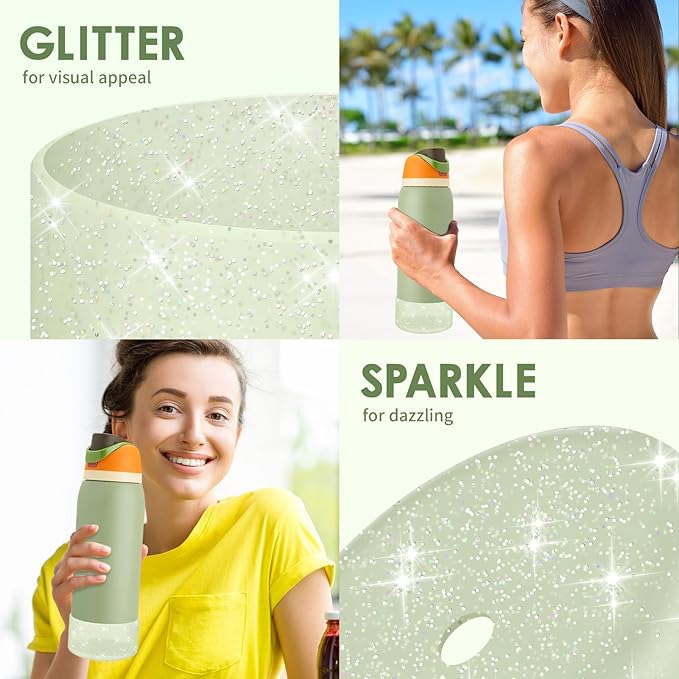 Protective Glitter Silicone Boot Compatible with Owala 24oz 32oz 40oz, Bling Cup Sleeve Bottom Bumper Cover Compatible with Owala FreeSip, Twist, or Flip Stainless Steel Water Bottles