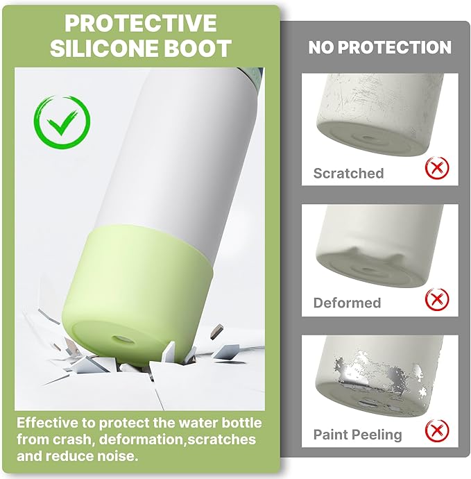 Boot for Owala 24 oz, Anti-Slip Protective Sleeve for Stainless Steel Water Bottle, Silicone Boot Bottom Base (Green)
