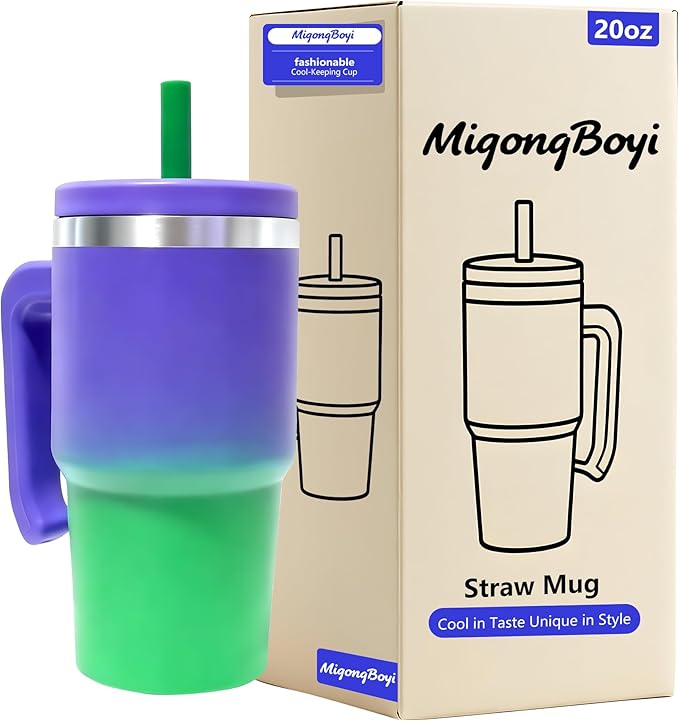 20-OZ Insulated Water Bottle,Insulated Stainless Steel Tumbler,Reusable Cold Drink Thermos,BPA-Free, Double-Wall Stainless Steel Water Bottle (Purple Green Gradient, 20, Fluid Ounces)