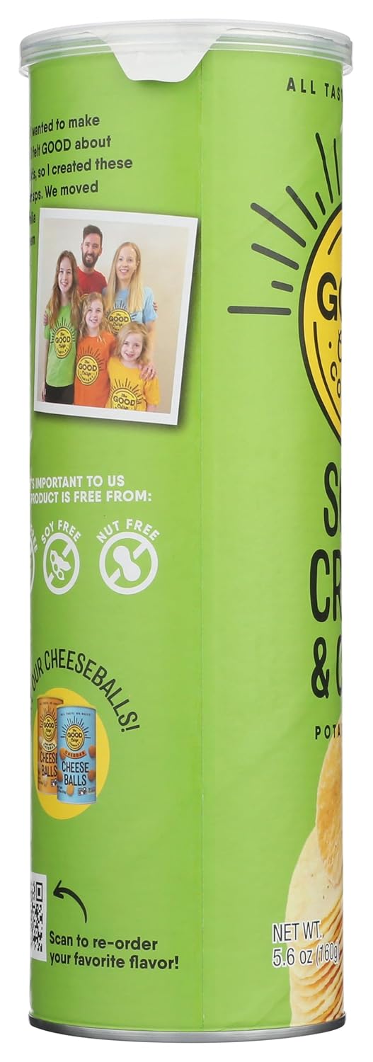 The Good Crisp Company Sour Cream & Onion Gluten-Free Potato Chips, 5.6 Ounce (Pack of 1), Non-GMO & Allergen-Friendly Snacks