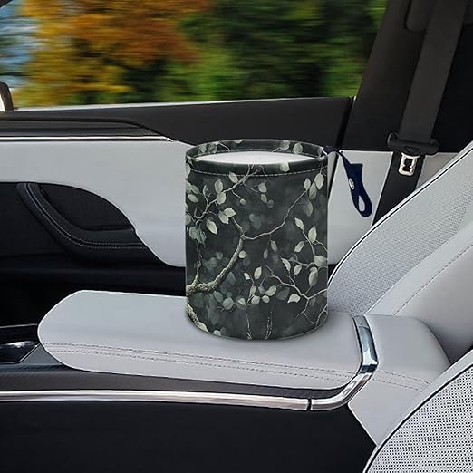 Tree Leaves Auto Trash Bin Trash Bag for Cars Hanging Headrest for Back Seat Collapsible Reusable Waterproof Car Organizer