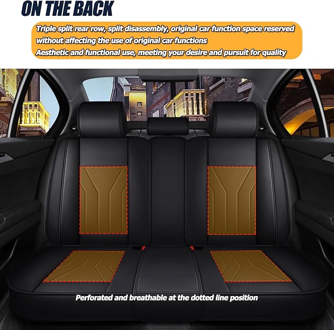 Black Seat Covers for Cars SUV Sedans Pickup, Leather Waterproof Breathable 5 Seats Universal Car Seat Cover, Fit for All Season, Fit for Toyota Corolla Camry Honda Accord Dodge Challenger
