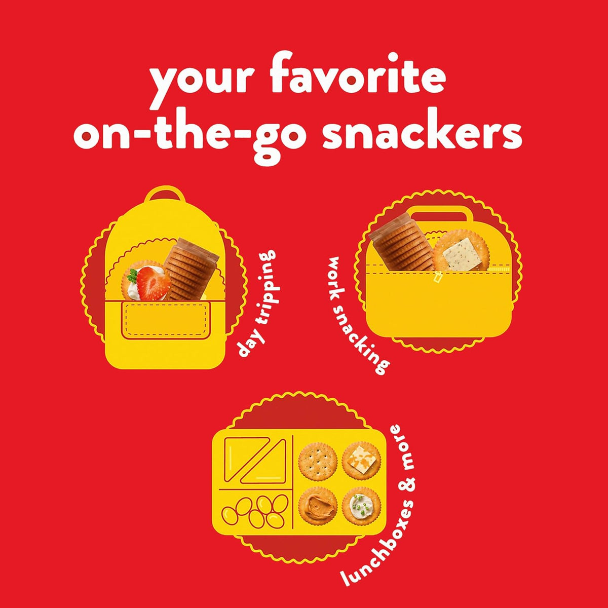 RITZ Fresh Stacks Original, Everything, and Garlic Butter Crackers Variety Pack, Travel Snacks, 8.85 oz (6 Multi Snack Packs)