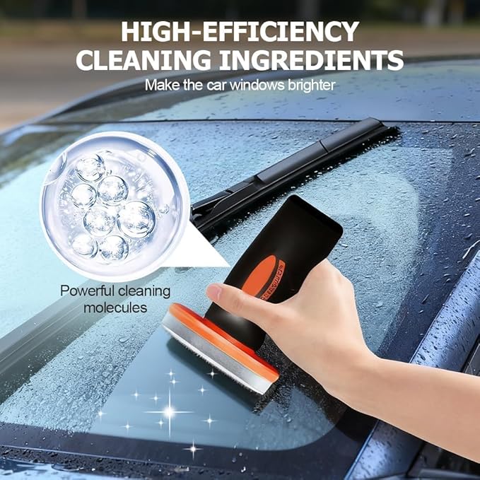 4 Packs Handheld Glass Oil-Film Remover, Car Glass Cleaner Oils Film Cleaning Brush, Q4 Glass Guard Windshield Cleaner & Oil Films Remover Emulsion Coating for Cars Window, Crystal Clear View