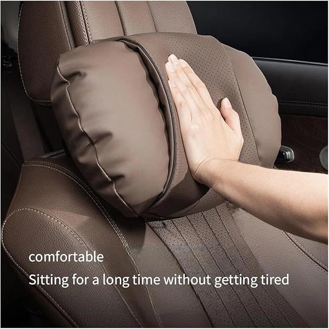 1/2PCS PU Leather Car Neck Pillow & Lumbar Support Cushion, Breathable Universal Seat Headrest Waist Pad, Soft Support Cushion for Daily Driving and Travel(B Style headrest)