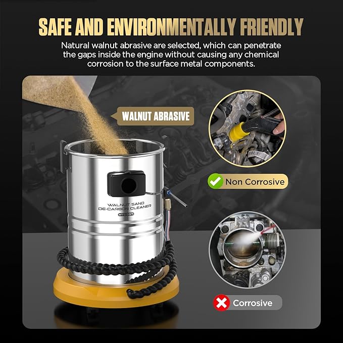 Walnut Blaster, Walnut Recycling & Dust Filter, GDI Engine Intake Pipe Valve Carbon Remover Machine, 1400W Walnut Blaster Kit for Carbon Cleaning
