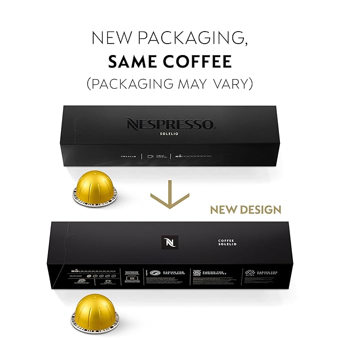 Nespresso Capsules Vertuo,Solelio,Mild Roast Coffee,30-Count Coffee Pods,Brews 7.8 oz.,(Pack of 2)