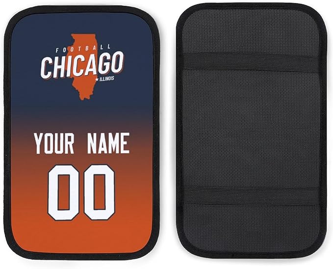 Custom Football Car Armrest Covers Universal Auto Center Console Pad Car handrail Box Cushion Personalized Add Name & Number Fans Gift Fit Suit for SUV Truck Sedan Van