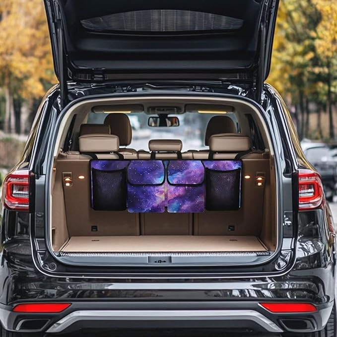 Nebula Galaxy Car Trunk Organizer SUV with 3 Non-slip Strips, Back Hanging Car Storage Organizer with Pockets, Auto Accessories Interior Decoration