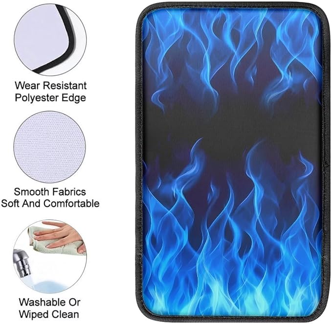 Blue Flame Auto Armrest Box Cover Car Arm Rest Seat Storage Box Mat Arm Rest Cushion Pads Dog & Cat Paws Protector for SUV/Truck Vehicle