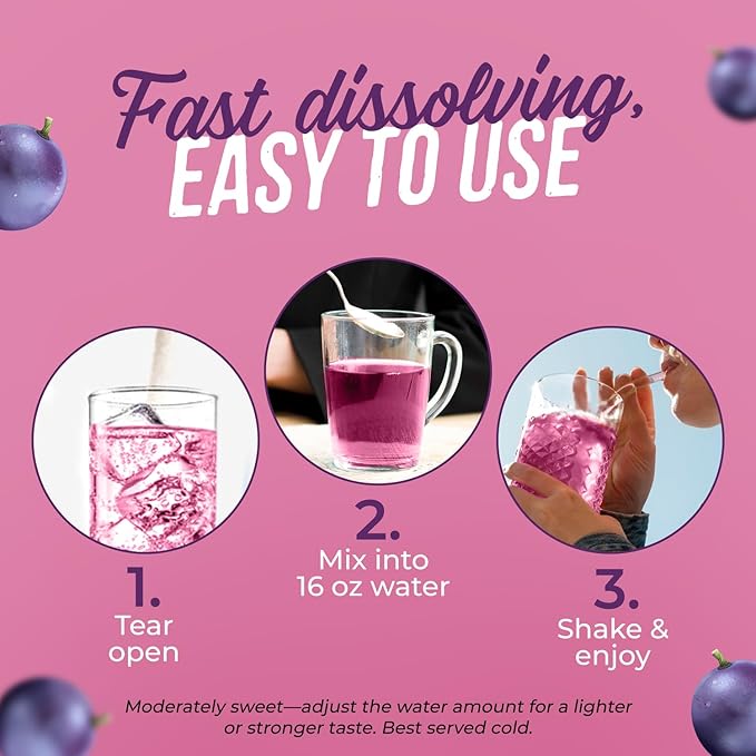 JUNP Sugar Free Electrolytes Powder Packets for Water Salt & Potassium Instant Hydration Packets, Zero Calorie No Carbs No Sugar Electrolyte Drink Mix Sticks, Keto Friendly Vine Ripened Grape 20 Pack