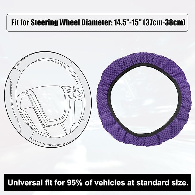 X AUTOHAUX Steering Wheel Cover Universal Elastic Stretch Antislip Breathable Microfiber Ice Silk Interior Trim Wheel Protector for Car Truck SUV Purple